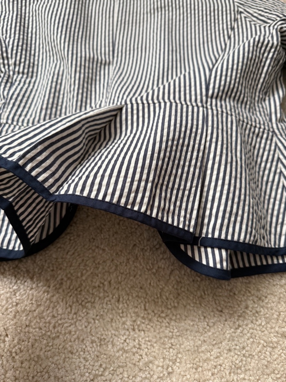 Sandro Navy & white striped pleated hip blazer - Picture 9 of 10